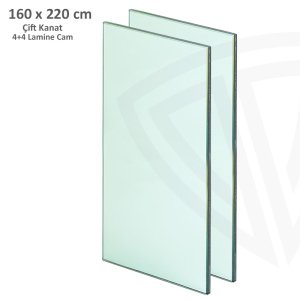160x220cm Çift Kanat için 4+4 Lamine Cam
